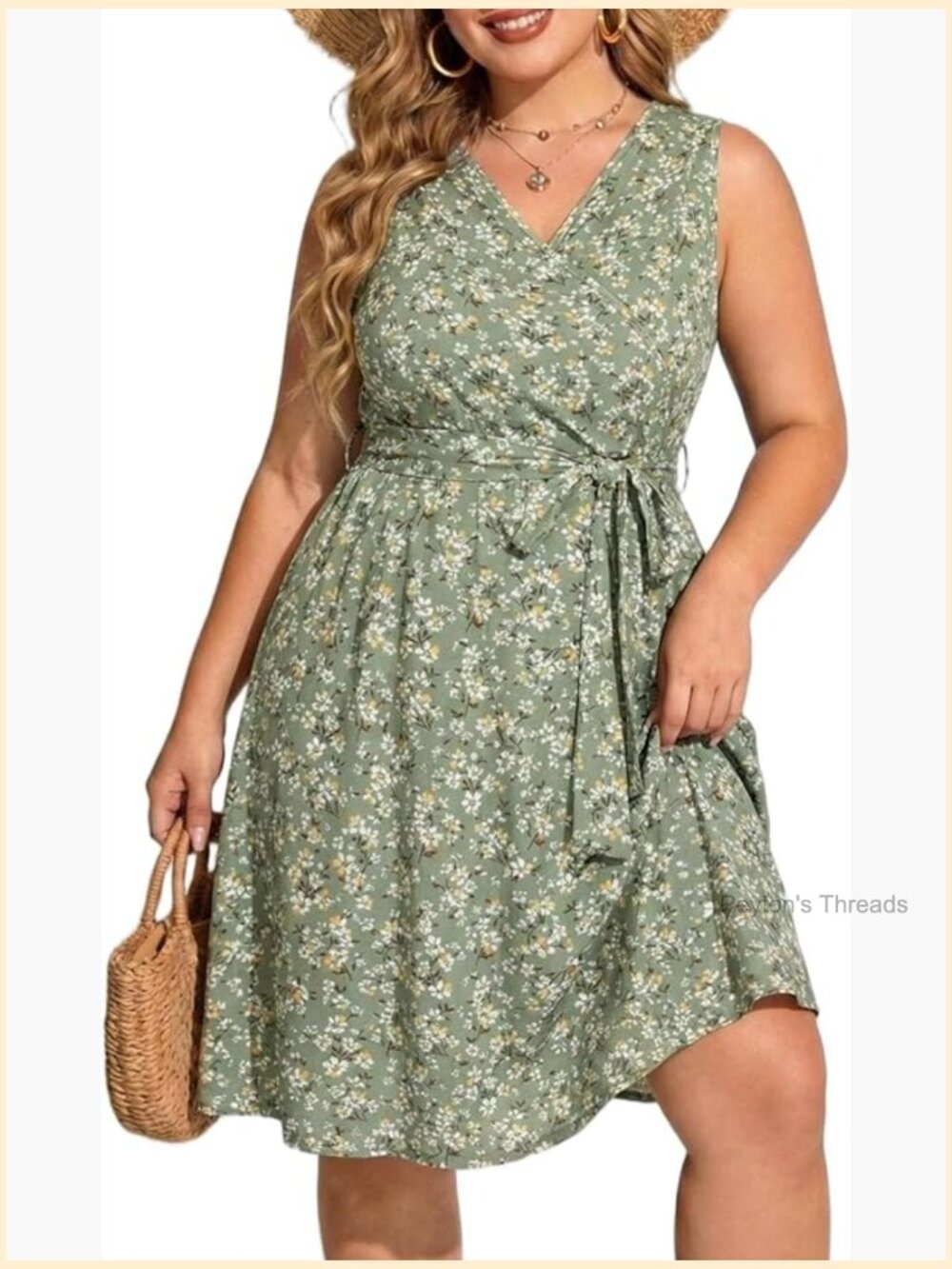 Plus Size Sleeveless V-Neck Wrap Sundress with Pockets
